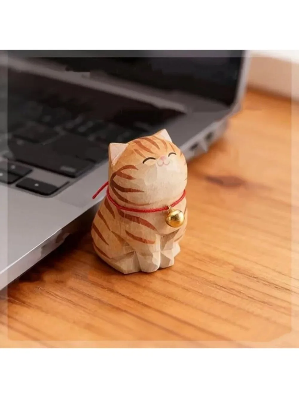 Handcrafted Orange Tabby Cat Figurine - Unique Ginger Striped Statue for Home